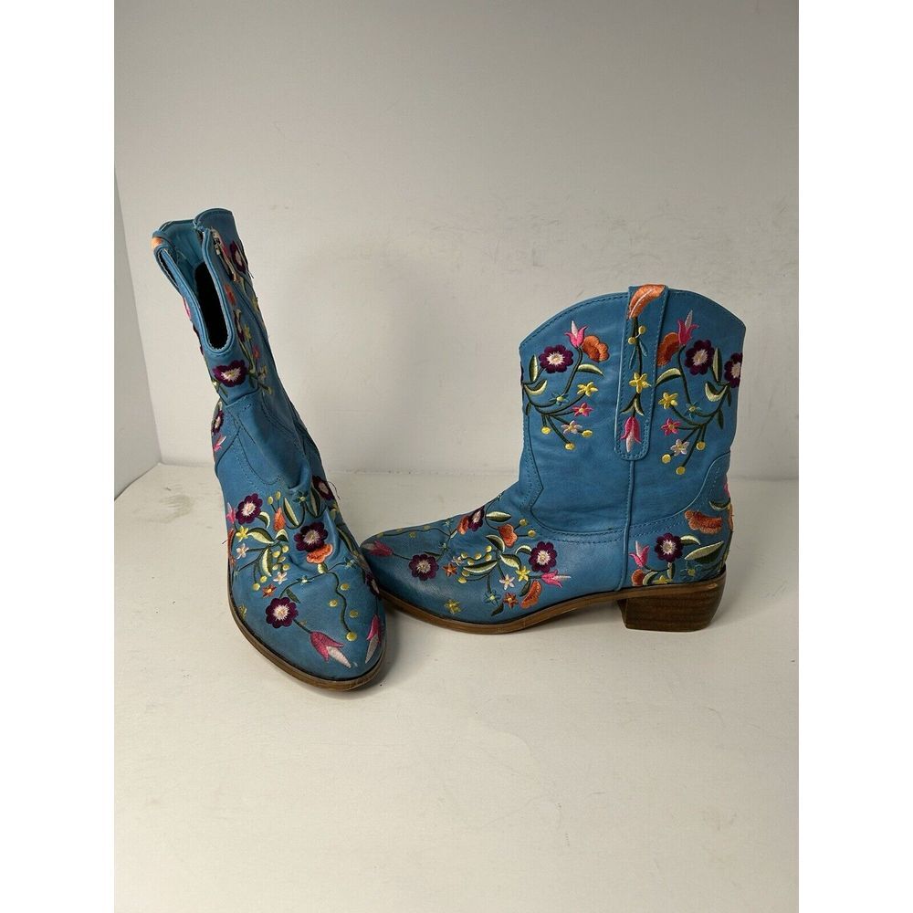 2Lips‎ too Embroidered Beautiful Blue Cowboy Boots Sz 9